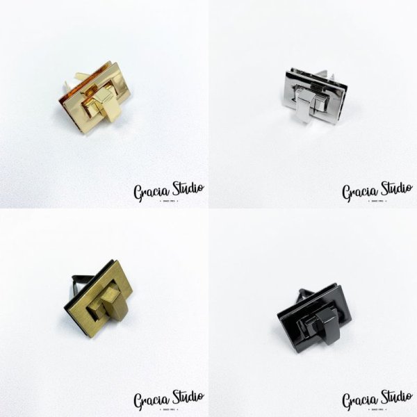 画像1: 30%OFF　ヒネリ錠　バッグ用留め具　2.1×1.6cm　四角小　4色 (1)