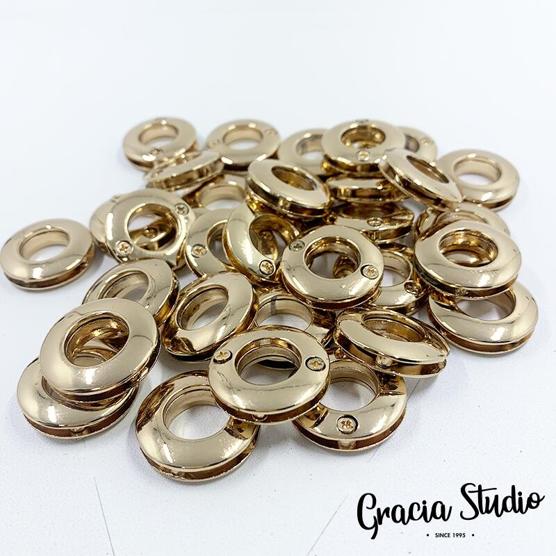 ハトメ金具 ネジ式 10個 3色 外径2.7cm 真鍮 - Gracia Studio